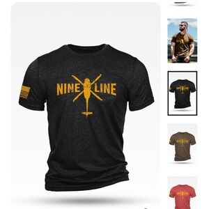 Nine Line Men's Charcoal Tee with Yellow Print